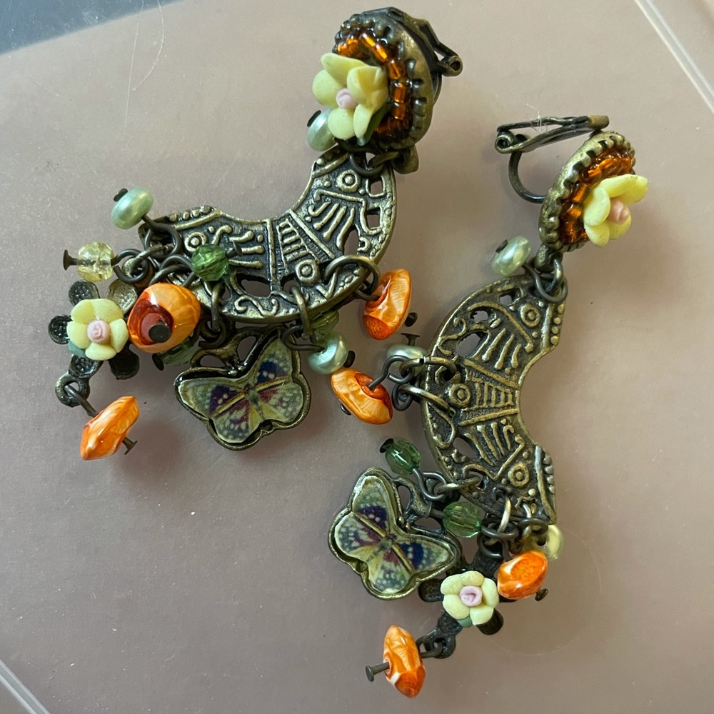 Vintage Boho Hippie Clip-On Earrings